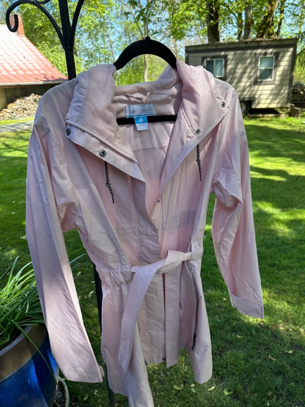 Columbia Pale Pink Hooded Trench Raincoat